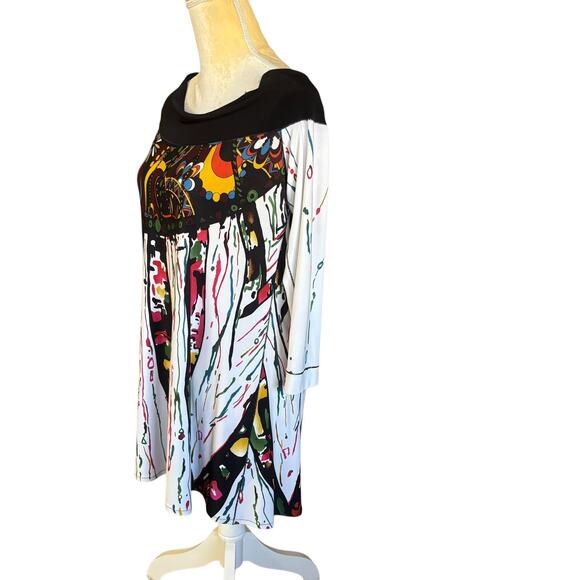 Eva Varro Scoop Neck Off Shoulder Artsy Tunic Top Blouse Size XL - Picture 4 of 10